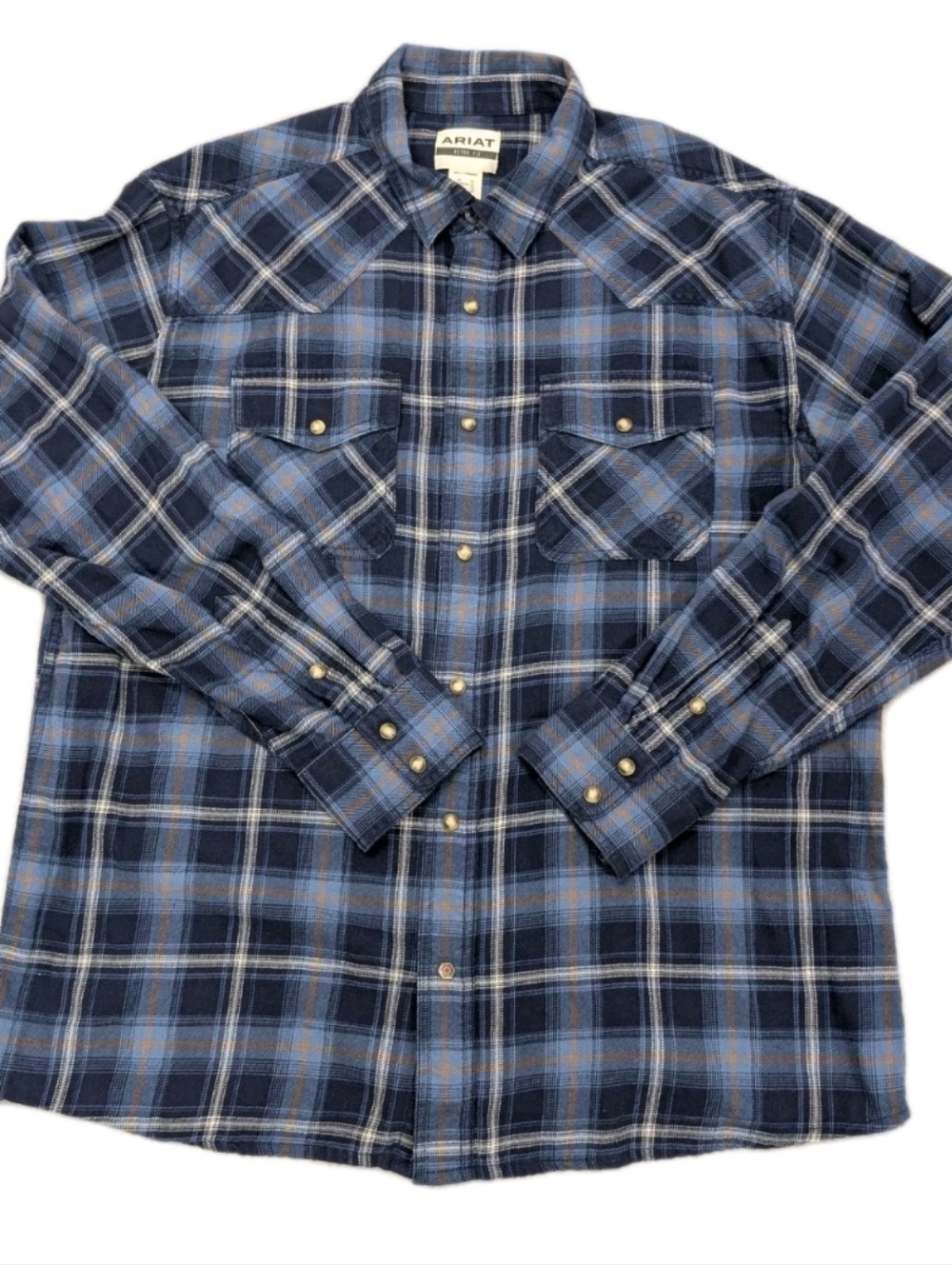 Ariat Hugo Retro Fit Western Snap Shirt – Men's XL – Maritime Blue Plaid